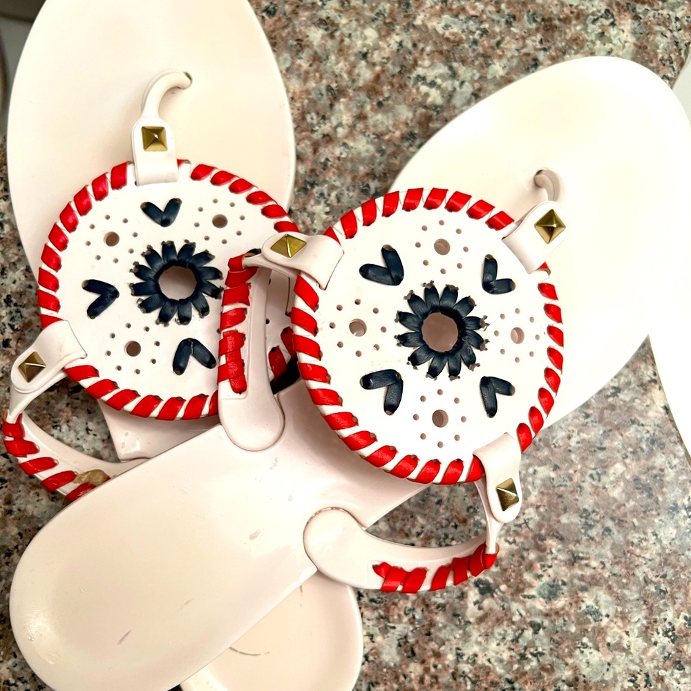 Red white and blue jack roger sandals